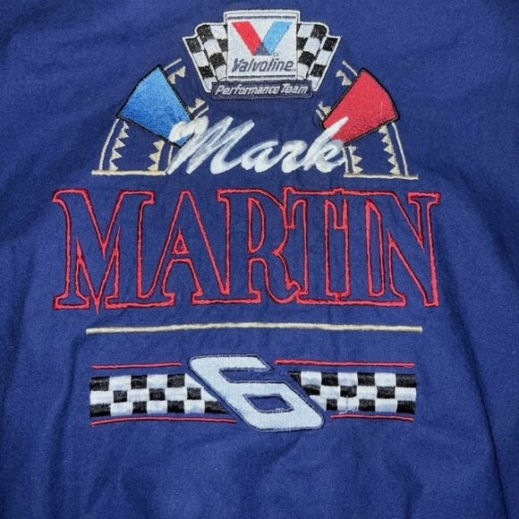 VTG Track Gear Valvoline Racing Jacket Mark Martin #6 Blue Size Large USA Made - Picture 6 of 10